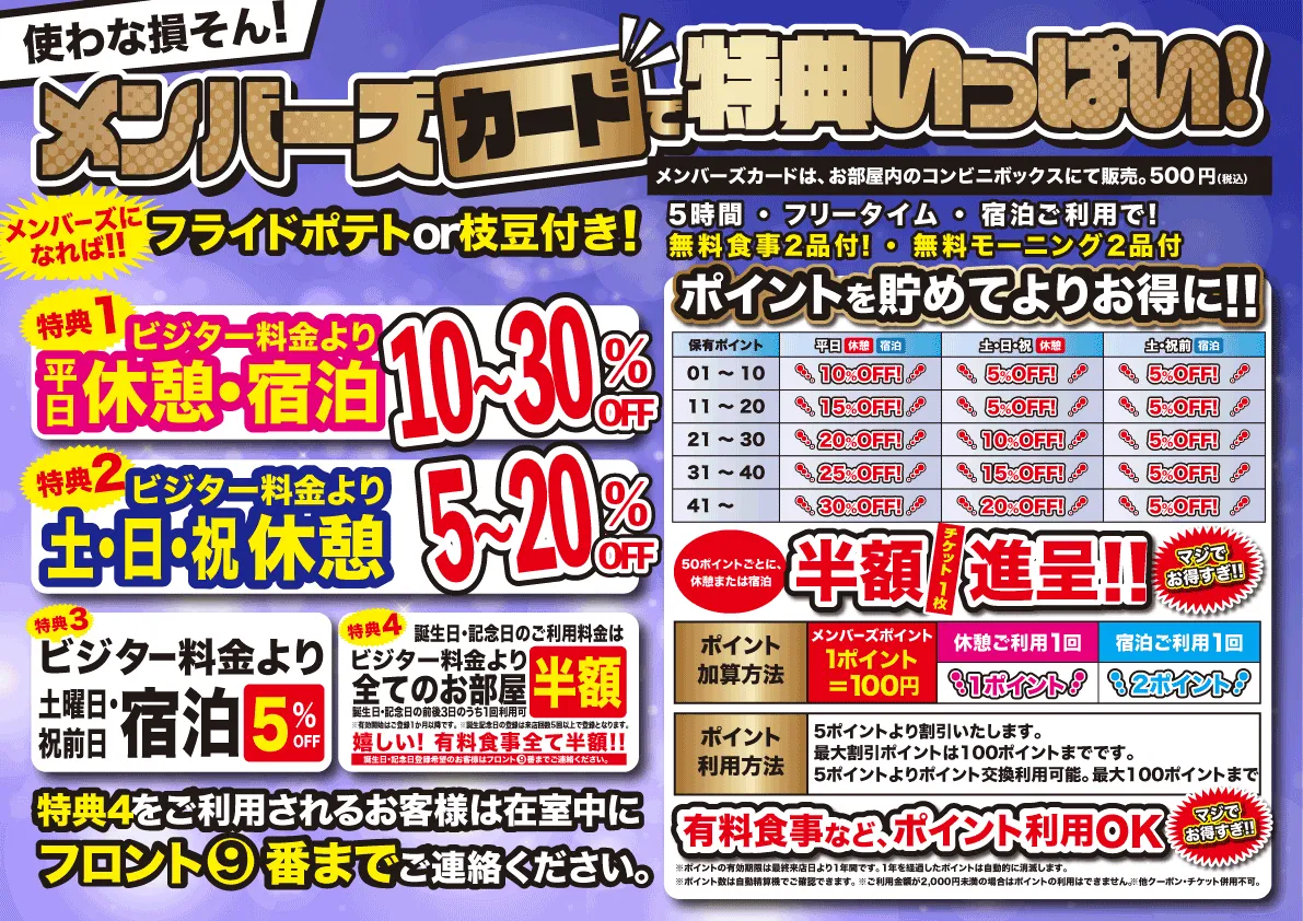 メンバーズカードの特典のご案内